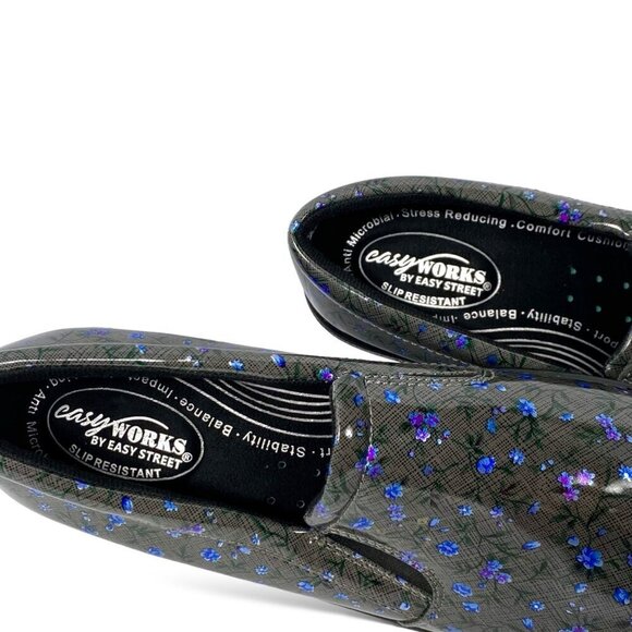 Easy Works By Easy Street Non-Slip Work Clogs Women's 11M Floral Leeza Shoes - Picture 7 of 10